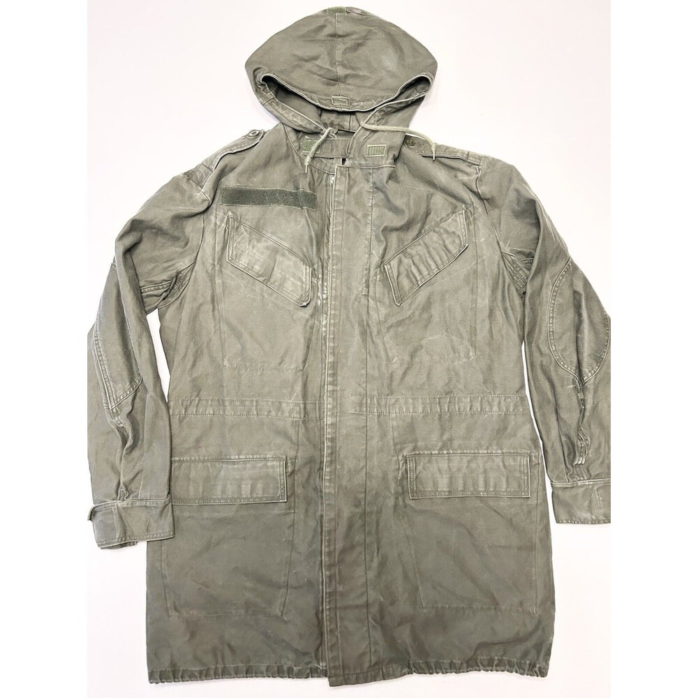 VTG 1986 Seyntex Dutch Military Hooded Jacket 6A Thrashed Repaired Grunge Large